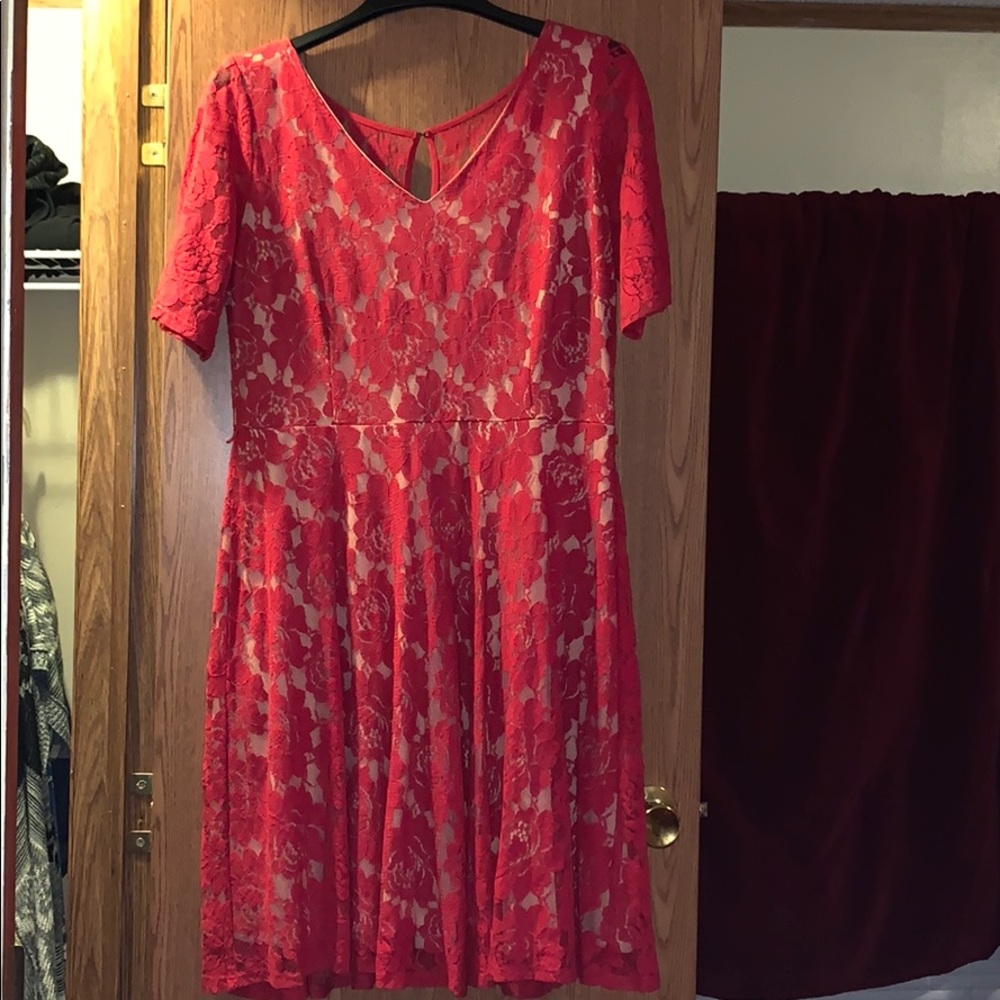 Red lace dress